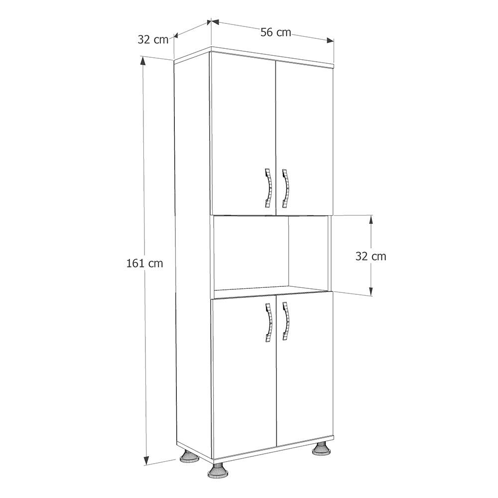 Dulap A2624 Home Collection® Diamond, Multifunctional, 4 usi, 1 raft, Alb, 56x161x32 cm