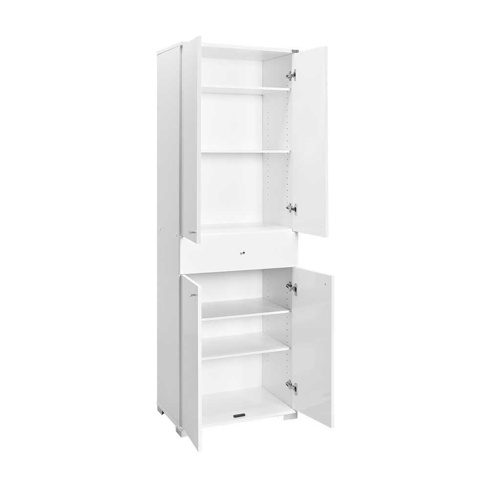 Dulap ADR-441-PP-1 Home Collection® Diamond, Multifunctional, 4 usi, 4 rafturi, 1 sertar, Alb, 60x187x40 cm