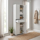 Dulap ADR-441-PP-1 Home Collection® Diamond, Multifunctional, 4 usi, 4 rafturi, 1 sertar, Alb, 60x187x40 cm