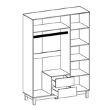 Dulap Awell 3 Usi, Sonoma-Alb, 153x54x216 cm