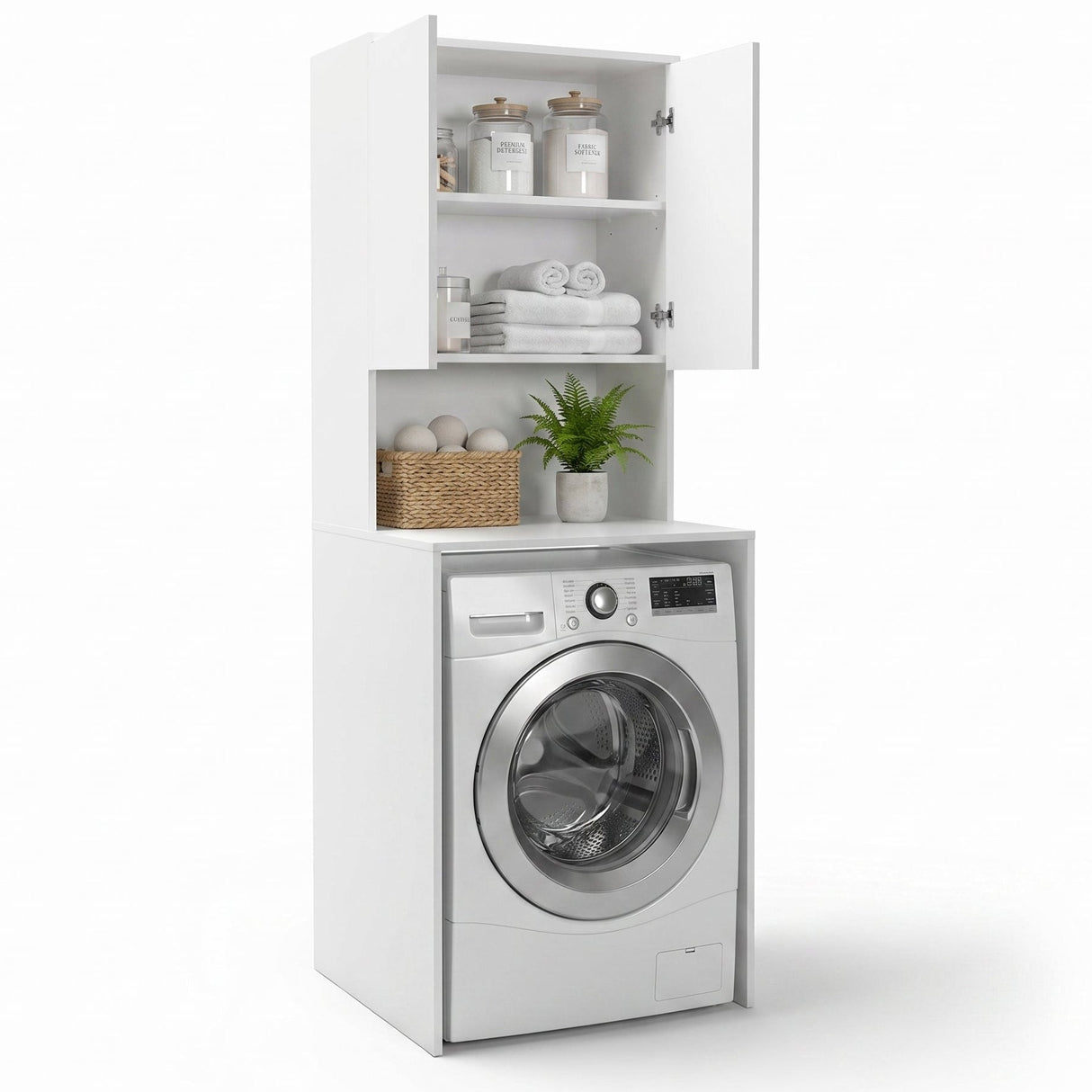 Dulap Baie ADR-482-BB-1 Home Collection® cu Loc Pentru Masina de Spalat, 3 Rafturi, 2 Usi, Alb, 65x182x60 cm