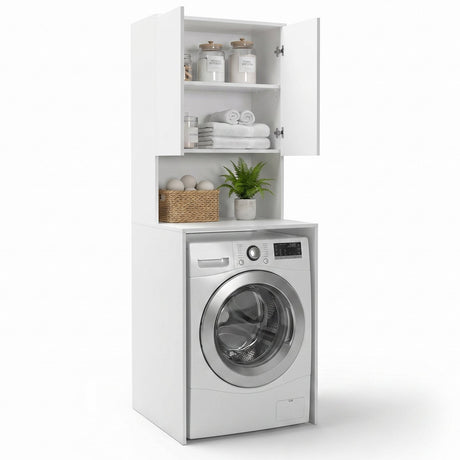 Dulap Baie ADR-482-BB-1 Home Collection® cu Loc Pentru Masina de Spalat, 3 Rafturi, 2 Usi, Alb, 65x182x60 cm