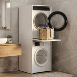 Dulap Baie ADR-488-BB-1 Home Collection® pentru Masina de Spalat si Uscator cu Blat Glisant, Alb, 65x182x67 cm