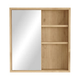 Dulap baie Bagno cu oglinda si Lustra, Natural, 60x14x64 cm
