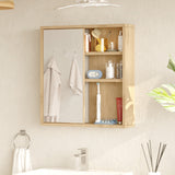 Dulap baie Bagno cu oglinda si Lustra, Natural, 60x14x64 cm