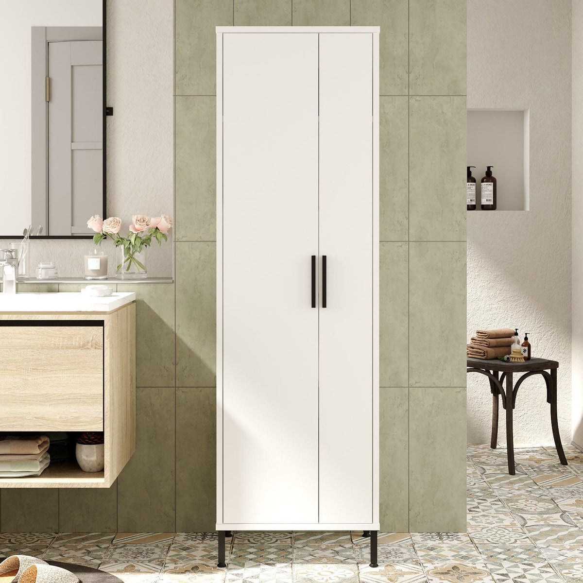 DULAP DE BAIE FR10-A, Alb, 50.4x165x35.7 cm