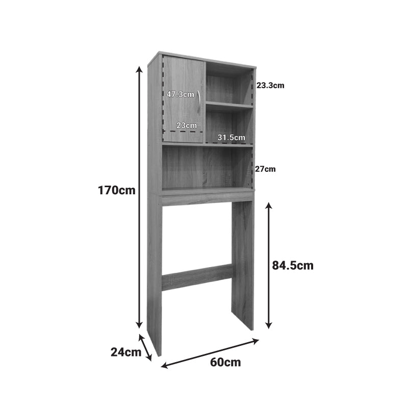 Dulap Baie cu Loc Pentru Masina de Spalat cu sertare, Lemn, Diverse culori, 60x24x168 cm - Antracit