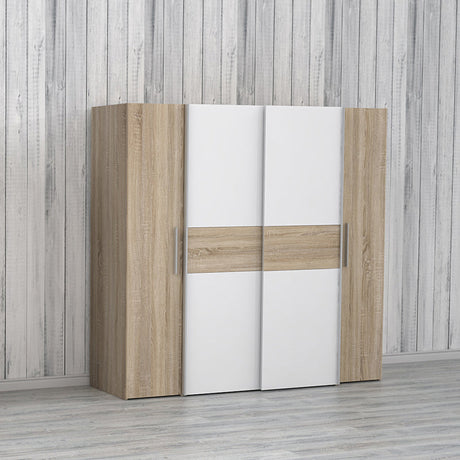 Dulap Closet 4 usi sonoma stejar alb melamina, 200x61x190 cm