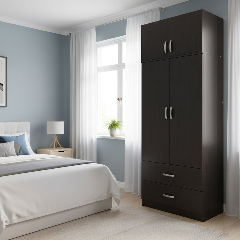 Dulap Athos cu 2 usi, 2 sertare si loft, 80x42x240 cm - Dulap Athos cu 2 usi, 2 sertare si loft, 80x42x240 cm