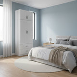 Dulap Athos cu 2 usi, 2 sertare si loft, 80x42x240 cm - Dulap Athos cu 2 usi, 2 sertare si loft, 80x42x240 cm - 383-000080