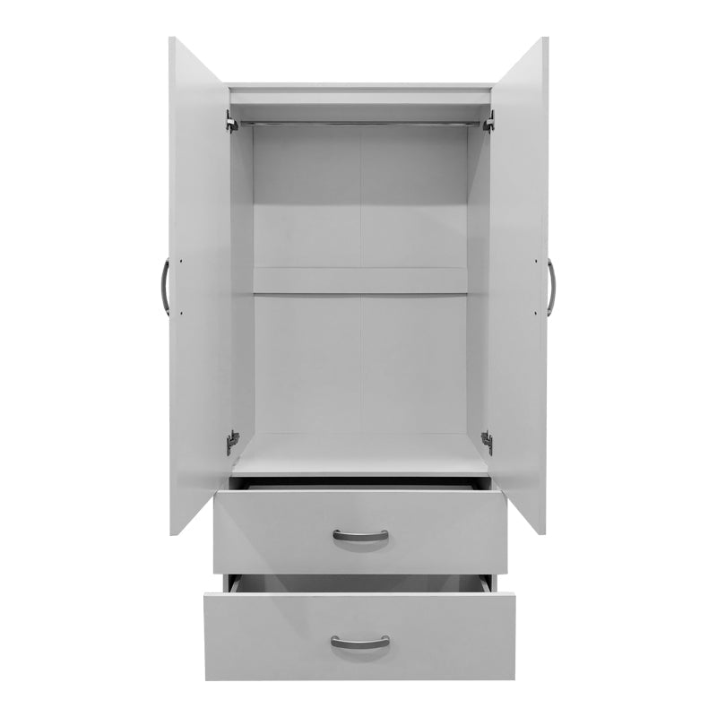 Dulap Athos cu 2 usi, 2 sertare si loft, 80x42x240 cm - Alb