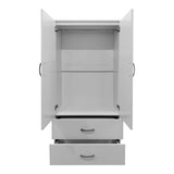 Dulap Athos cu 2 usi, 2 sertare si loft, 80x42x240 cm - Alb