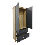 Dulap Athos cu 2 usi si 2 sertare, 80x42x180 cm - Sonoma-Antracit