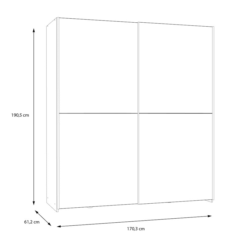 Dulap cu 2 uși și rafturi Noez I, Lemn, Alb, 170x61x190 cm