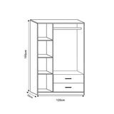 Dulap cu 3 usi Edritte, Nuc deschis, 120x52x195 cm