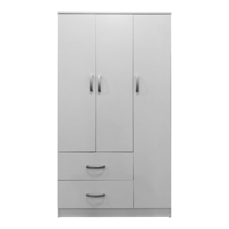 Dulap Athos cu 3 usi si 2 sertare, 90x42x180 cm - Alb