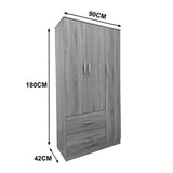 Dulap Athos cu 3 usi si 2 sertare, 90x42x180 cm - Alb