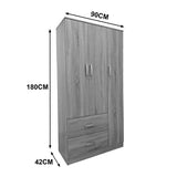 Dulap Athos cu 3 usi si 2 sertare, 90x42x180 cm - Nuc