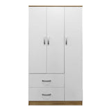 Dulap Athos cu 3 usi si 2 sertare, 90x42x180 cm - Sonoma-Alb