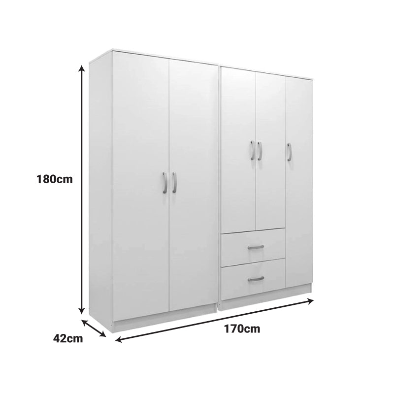 Dulap Athos I cu 5 usi, 170x42x180 cm - Alb