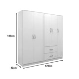 Dulap Athos I cu 5 usi, 170x42x180 cm - Alb