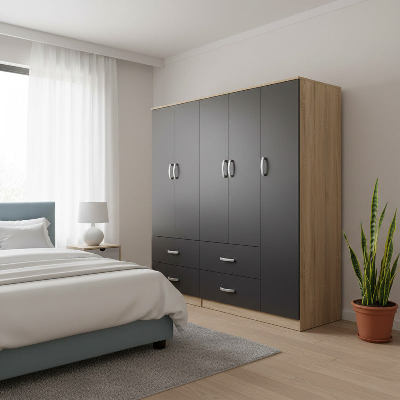 Dulap Athos cu 5 usi, 170x42x180 cm - Dulap Athos cu 5 usi, 170x42x180 cm - 383-000245