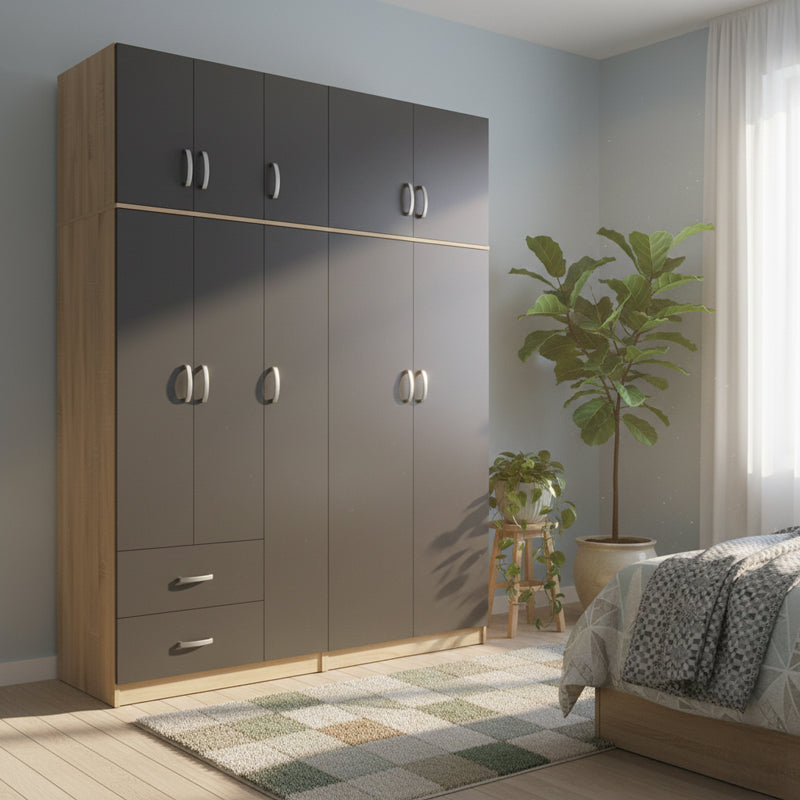 Dulap Athos I cu 5 usi si loft, 170x42x240 cm - Dulap Athos I cu 5 usi si loft, 170x42x240 cm