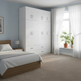 Dulap Athos cu 5 usi si loft, 170x42x240 cm - Alb