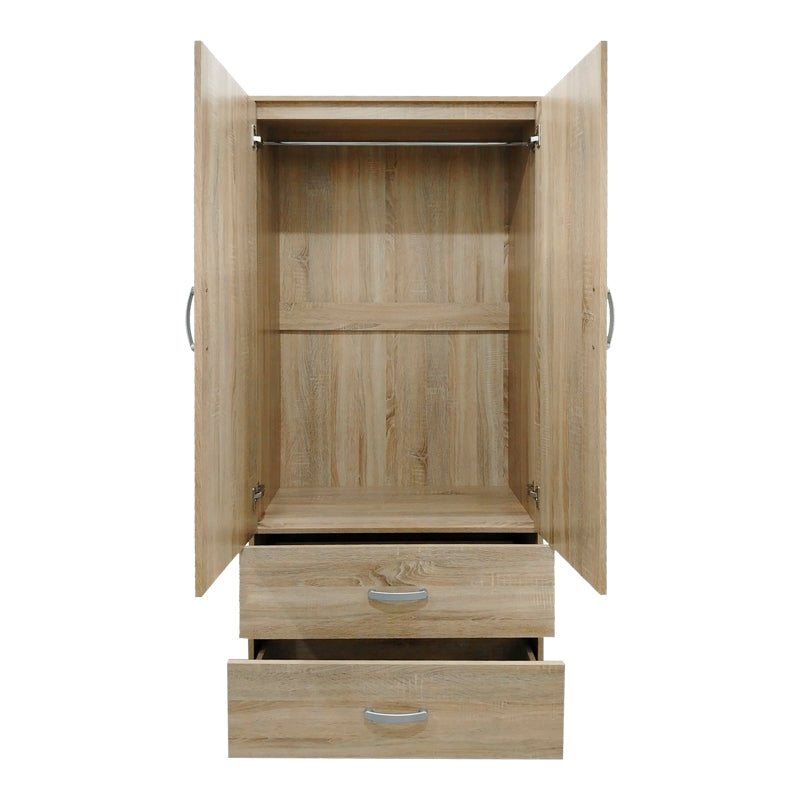 Dulap Athos cu 2 usi si 2 sertare, 80x42x180 cm - Stejar