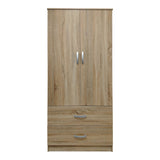 Dulap Athos cu 2 usi si 2 sertare, 80x42x180 cm - Stejar