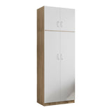 Dulap Athos cu 2 usi si loft, 80x42x240 cm - Sonoma-Alb