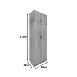 Dulap Athos cu 2 usi si loft, 80x42x240 cm - Sonoma-Alb