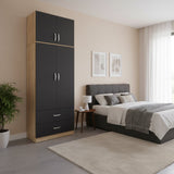 Dulap Athos cu 2 usi, 2 sertare si loft, 80x42x240 cm - Dulap Athos cu 2 usi, 2 sertare si loft, 80x42x240 cm - 383-000081