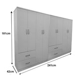 Dulap Lego cu 8 usi, 241x42x181 cm - Alb
