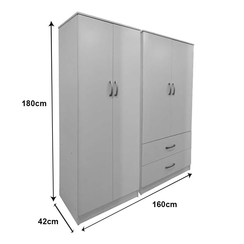 Dulap Athos cu 4 usi, 160x42x180 cm - Alb