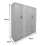 Dulap Athos cu 4 usi, 160x42x180 cm - Alb