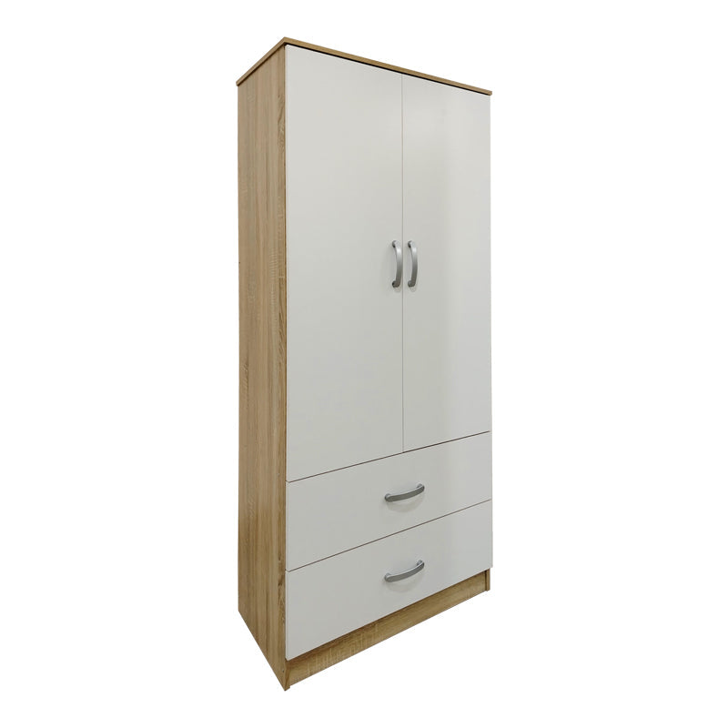 Dulap Athos cu 4 usi, sertare si loft, 160x42x240 cm - Sonoma-Alb