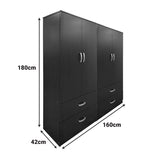 Dulap cu patru uși și sertare pentru depozitare Lego, Diverse culori, 160x42x180 cm - Nuc