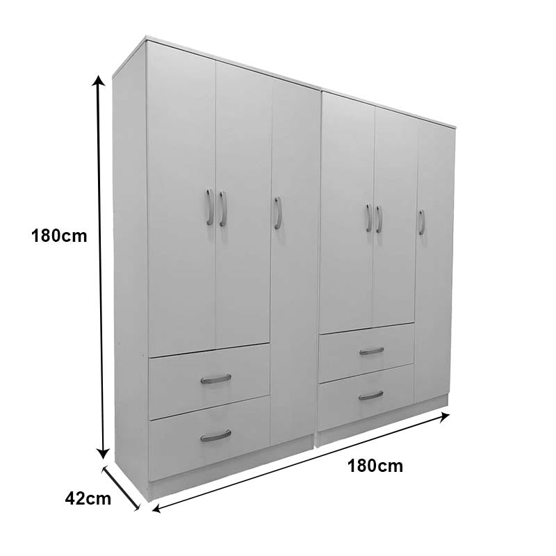 Dulap Athos cu 6 usi, 180x42x180 cm - Alb