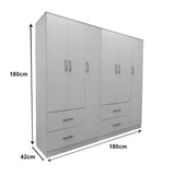 Dulap Athos cu 6 usi, 180x42x180 cm - Alb