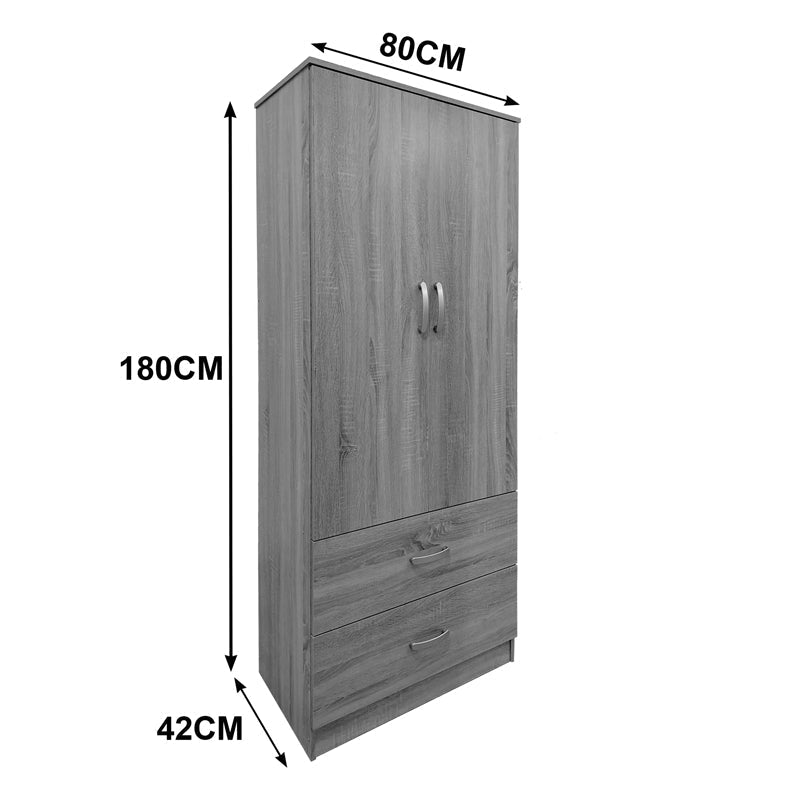 Dulap Athos I cu 6 usi, 240x42x180 cm - Sonoma-Antracit