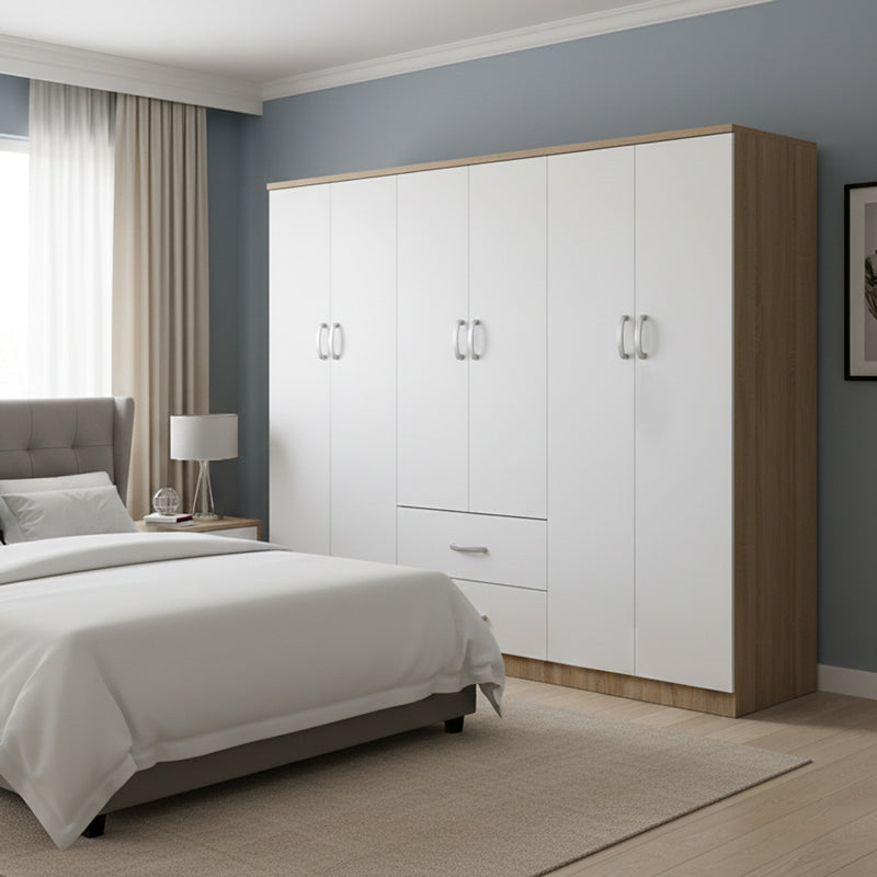 Dulap Athos I cu 6 usi, 200x42x180 cm - Sonoma-Alb