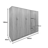 Dulap Athos I cu 6 usi, 240x42x180 cm - Stejar