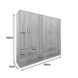 Dulap Athos cu 6 usi, 180x42x180 cm - Stejar