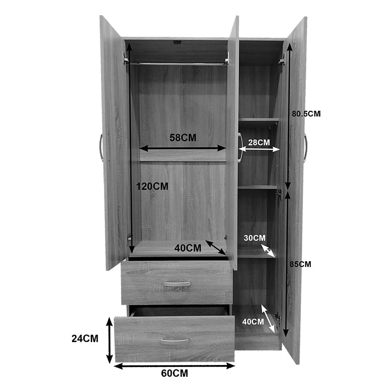 Dulap Athos cu 6 usi, 180x42x180 cm - Stejar