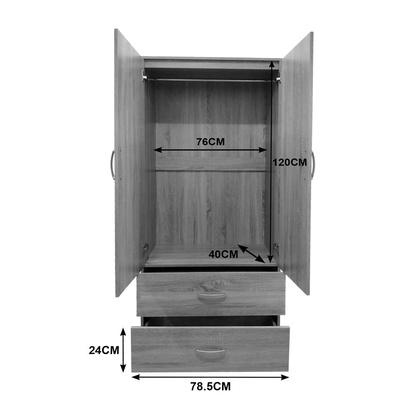 Dulap Athos cu 6 usi, 240x42x180 cm - Sonoma-Antracit