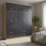Dulap Athos cu 6 usi si loft, 180x42x240 cm - Dulap Athos cu 6 usi si loft, 180x42x240 cm - 383-000284
