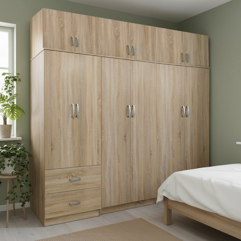 Dulap Athos I cu 6 usi si loft, 240x42x240 cm - Dulap Athos I cu 6 usi si loft, 240x42x240 cm - 383-000263