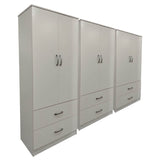 Dulap Athos cu 6 usi si sertare, 240x42x180 cm - Alb