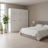 Dulap Athos cu 6 usi, sertare si loft, 240x42x240 cm - Dulap Athos cu 6 usi, sertare si loft, 240x42x240 cm